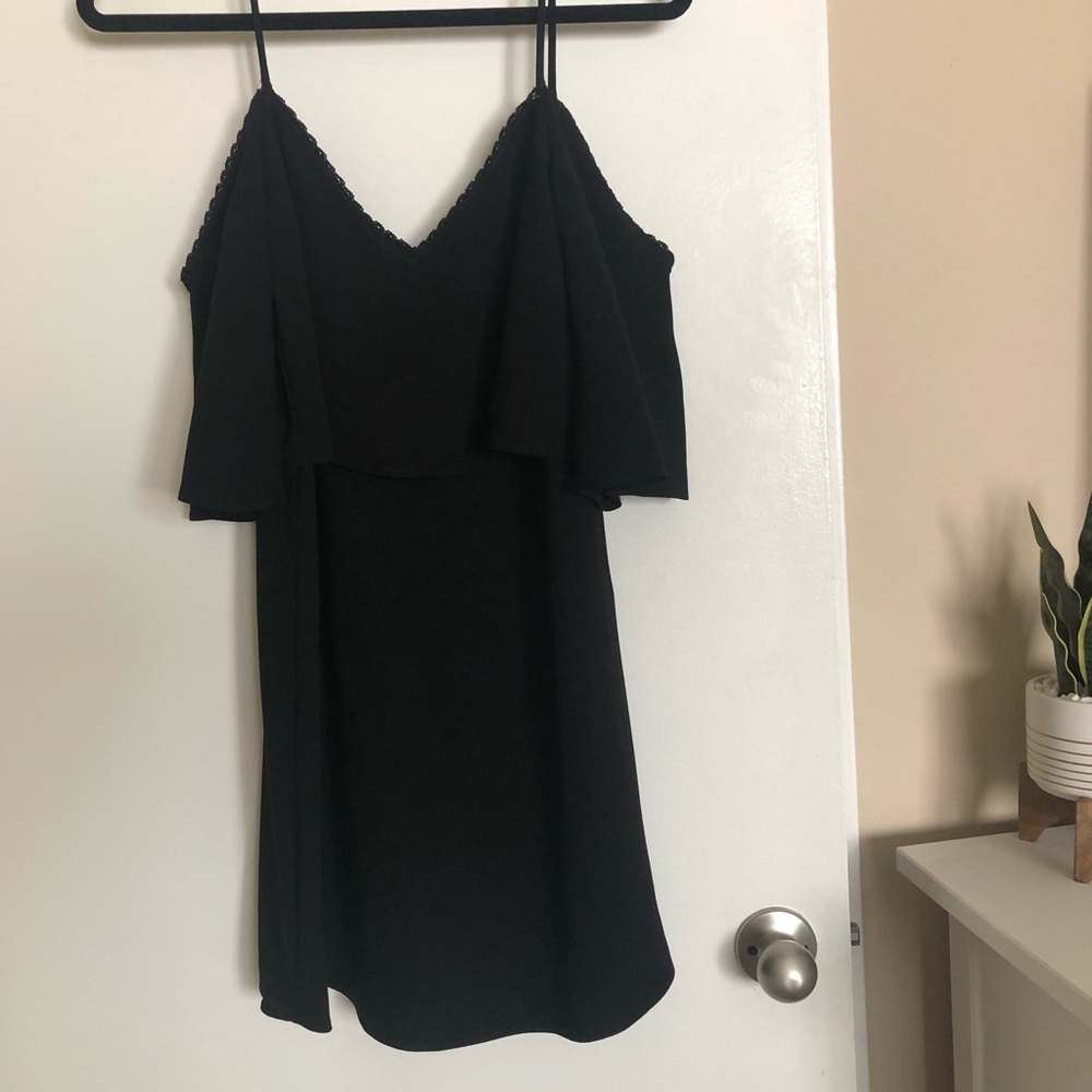 Zara Black Strappy Off the Shoulder Dress